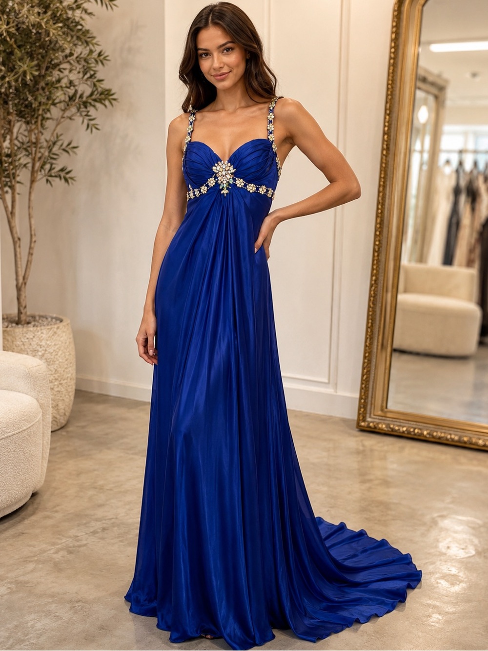 Night Moves Royal Blue Prom Dress Size 4 Rhinestone Gown